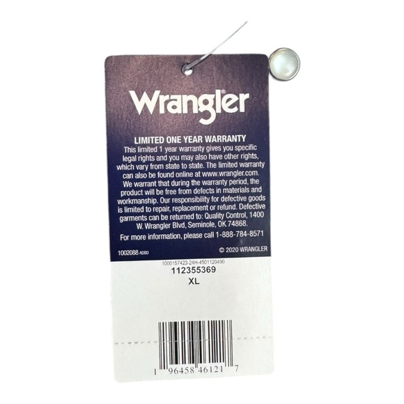 Wrangler Men's Blue and White Plaid Pearl-snap Shirt - Picture 5 of 5